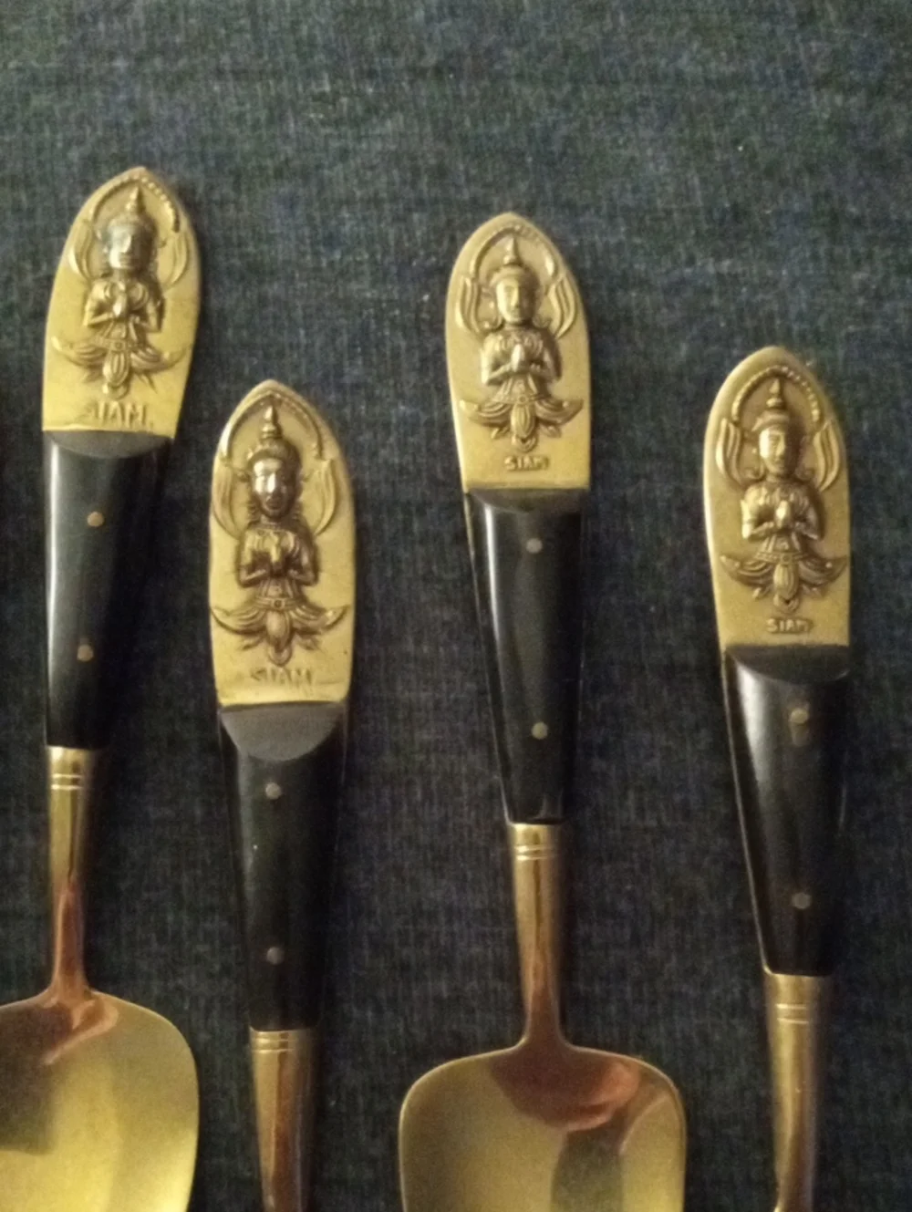 Vintage SIAM Brass & Rosewood Spoons